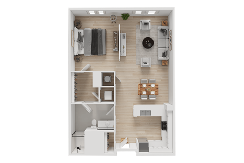 Floor plan for studio, 1 bath, 755 sqft